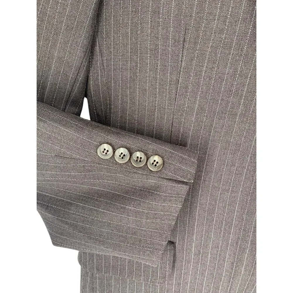 Vintage 70's Lanvin Paris Jacket Virgin Wool Brown Pinstripe Mens Luxury 42 Long